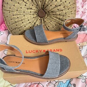 NIB Lucky Brand denim blue Women's Sandals Womens 6.5